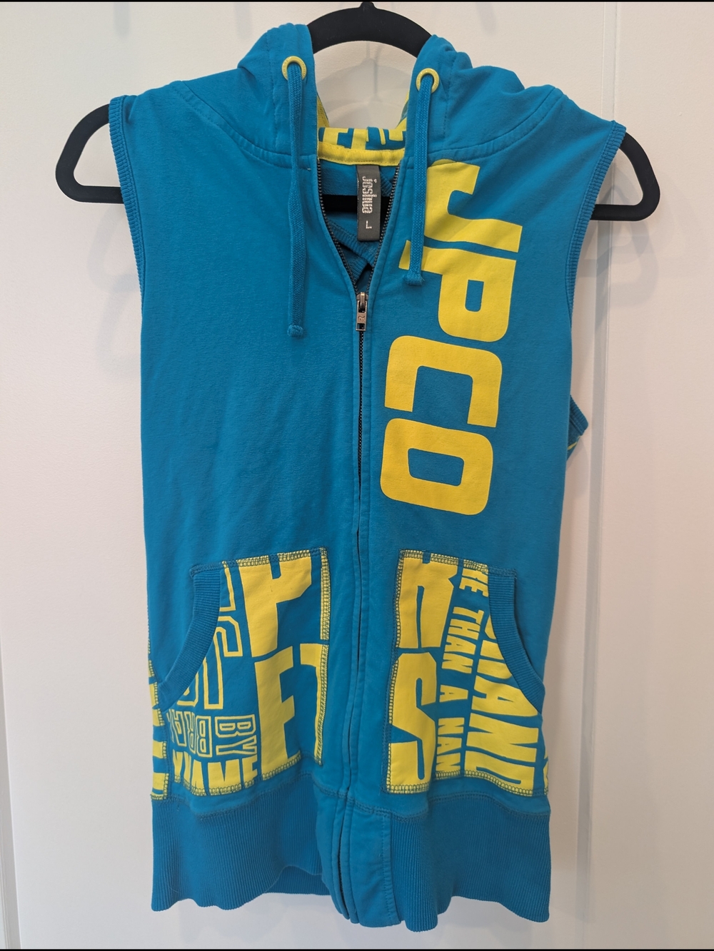 Y2K Joshua Perets - Blue & Yellow Sleeveless Zip Hoodie